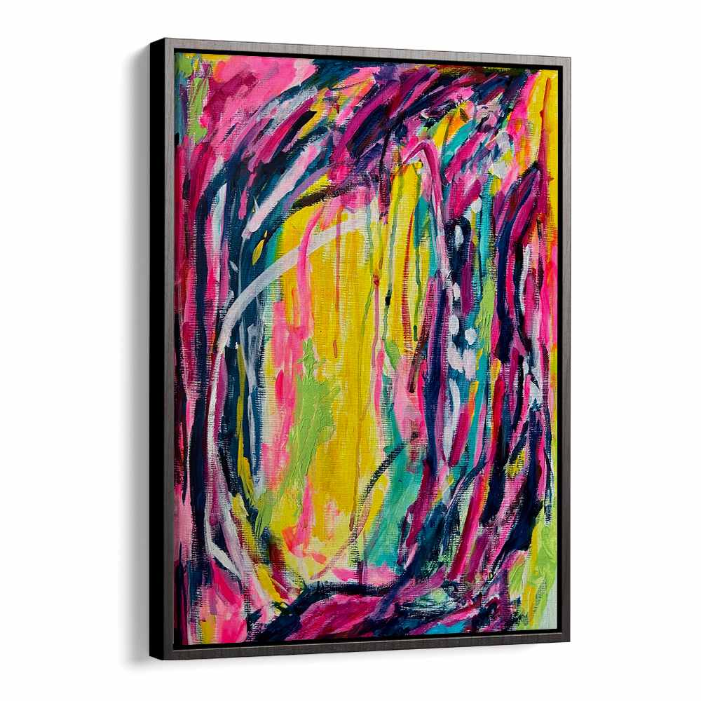 pink dreams abstract paintings in Black Floater Frame