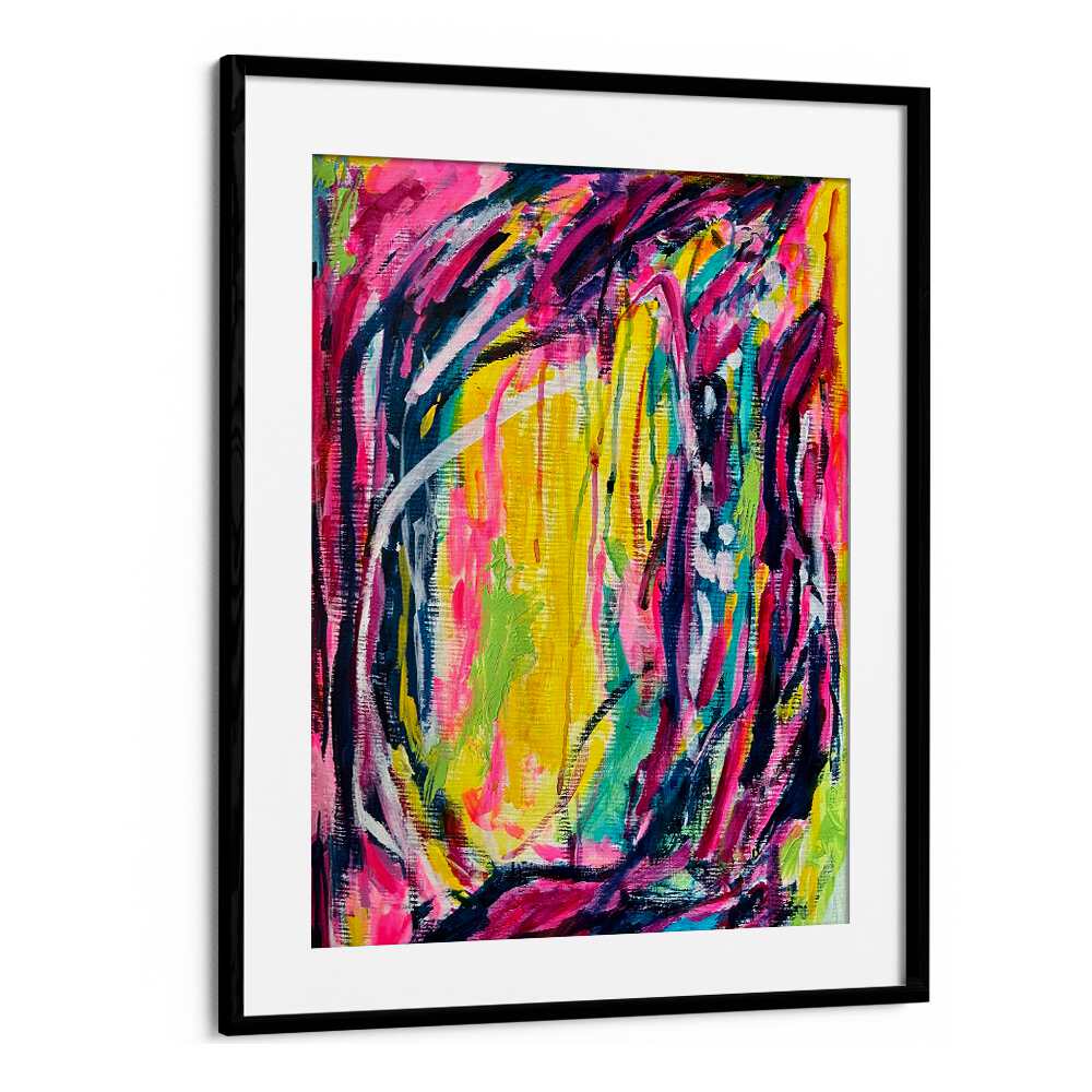 pink dreams abstract paintings in Black Frame With Mount