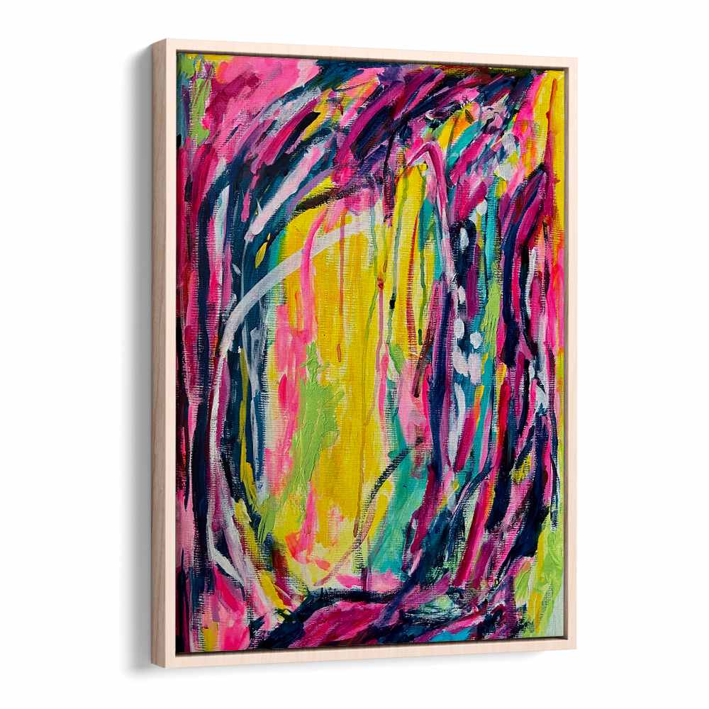 pink dreams abstract paintings in Oak Wood Floater Frame