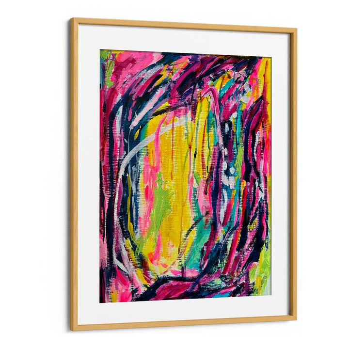 pink dreams abstract paintings in Oak Wood Frame With Mount