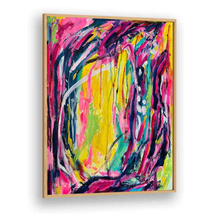 pink dreams abstract paintings in Oak Wood Plain Frame