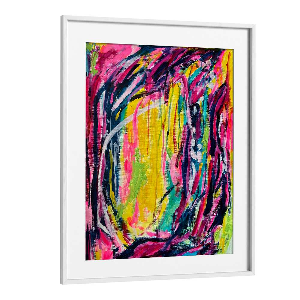 pink dreamsabstract paintings in White Frame With Mount