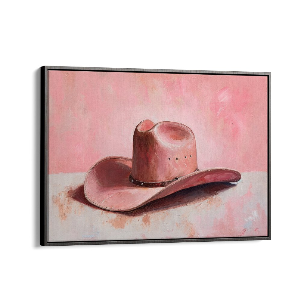 pink hat II electric wall art prints in Black Floater Frame