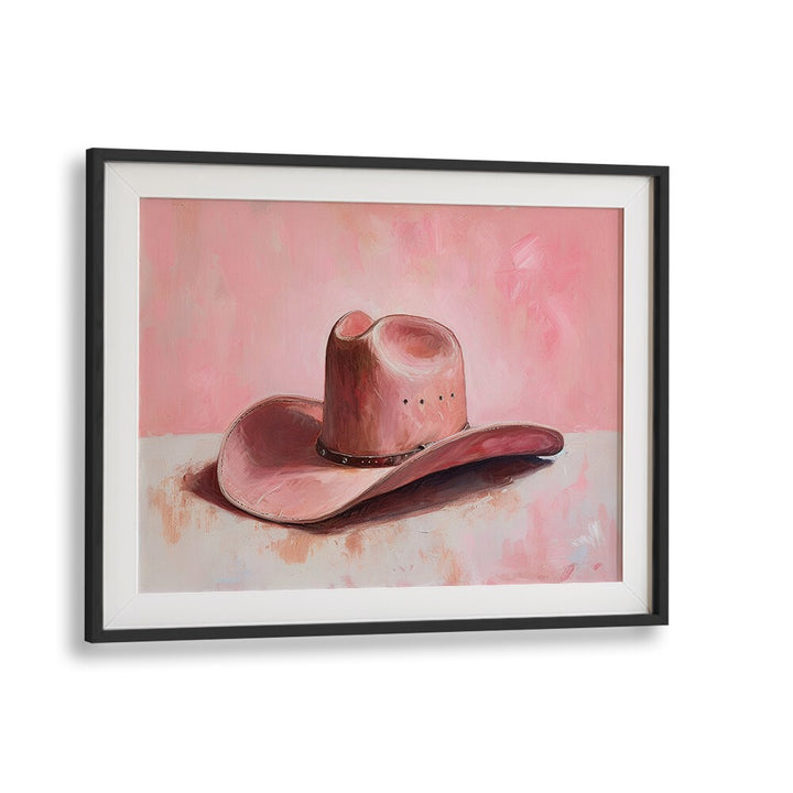 pink hat II electric wall art prints in Black Frame With Mount