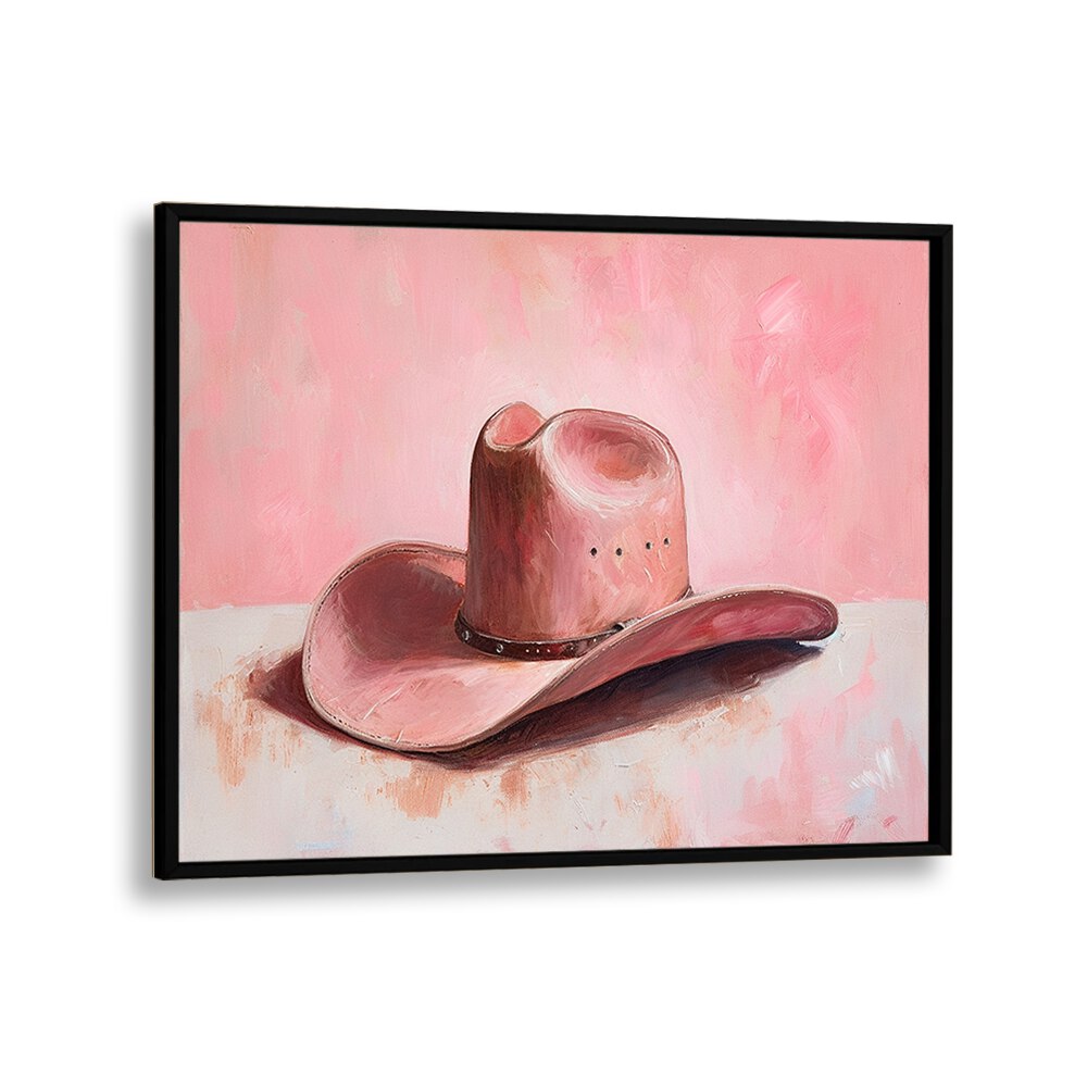 pink hat II electric wall art prints in Black Plain Frame