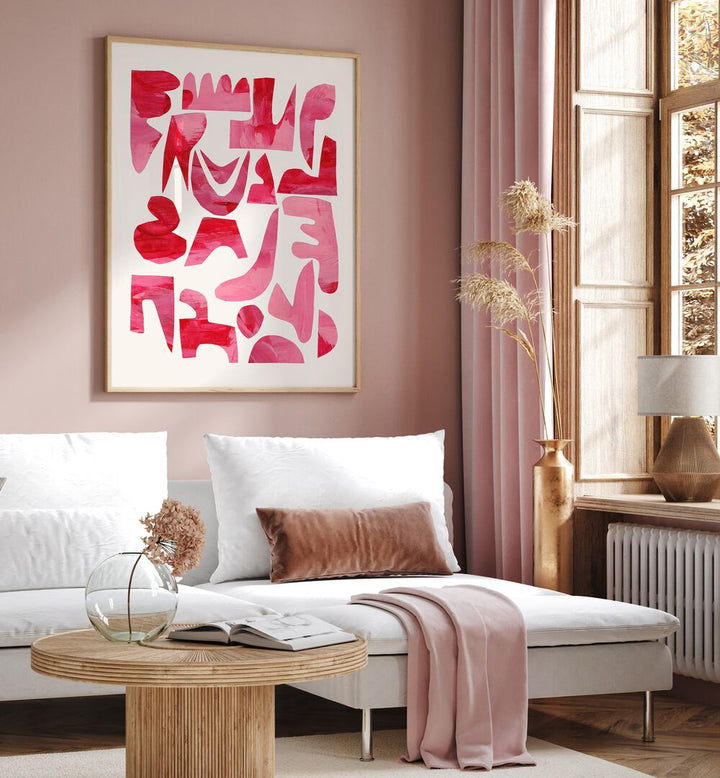 pink kiss pieces by ejaaz haniff fashion paintings Artwork II placed on a wall