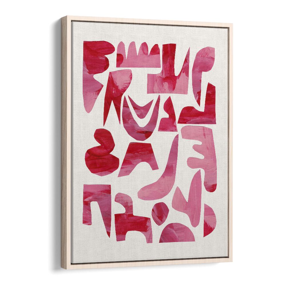 pink kiss pieces by ejaaz haniff fashion paintings in Oak Wood Floater Frame