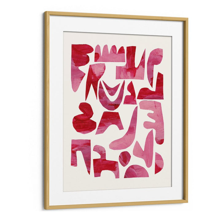 pink kiss pieces by ejaaz haniff fashion paintings in Oak Wood Frame With Mount