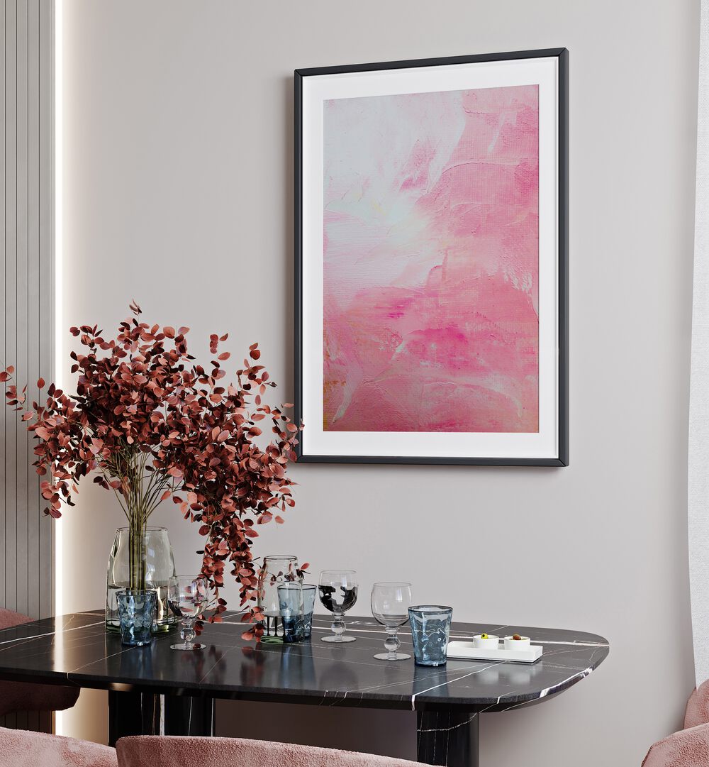 pink maniac by ejaaz haniff abstract art prints Artwork I placed on a wall