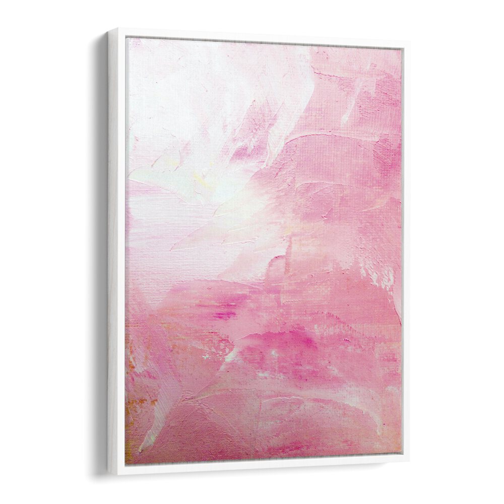 pink maniac by ejaaz haniff abstract art prints in White Floater Frame