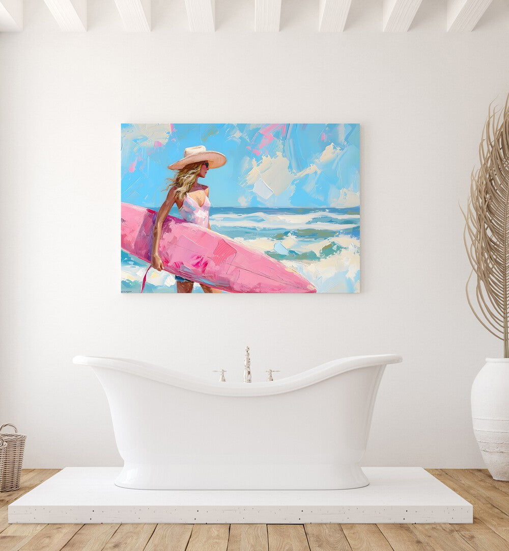 pink surfboard I electric wall art prints Artwork I placed on a Wall 