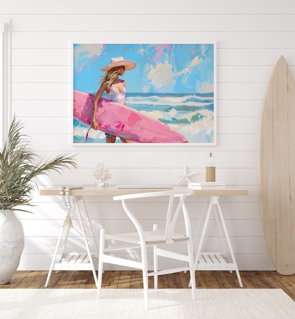 pink surfboard I electric wall art prints Artwork I placed on a Wall 