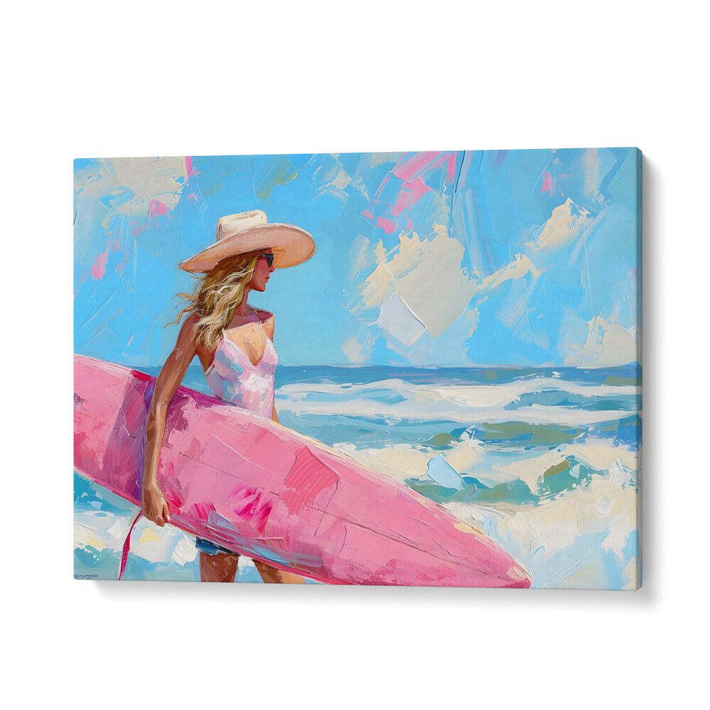 pink surfboard I electric wall art prints in Gallery Wrap