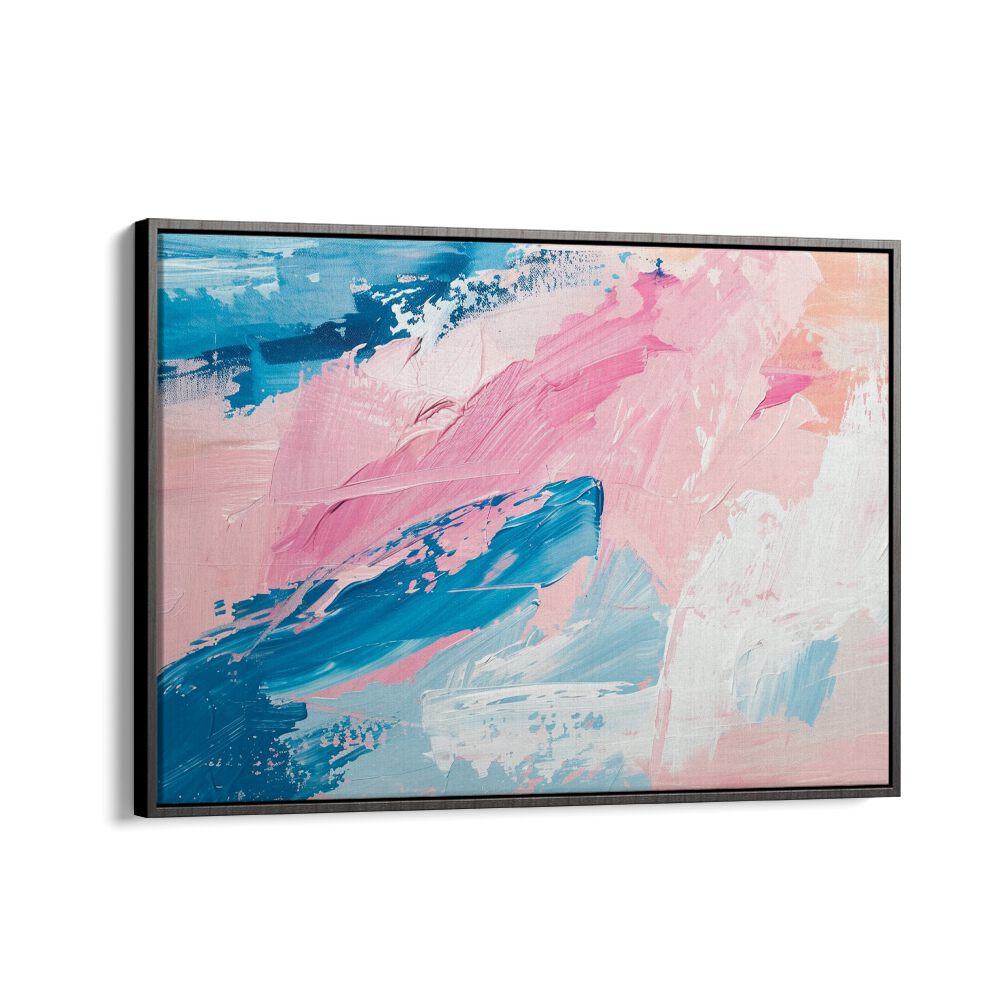 pink wavest electric wall art prints in Black Floater Frame