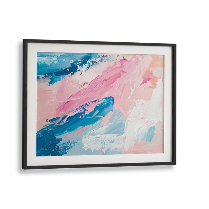 pink wavest electric wall art prints in Black Frame With Mount