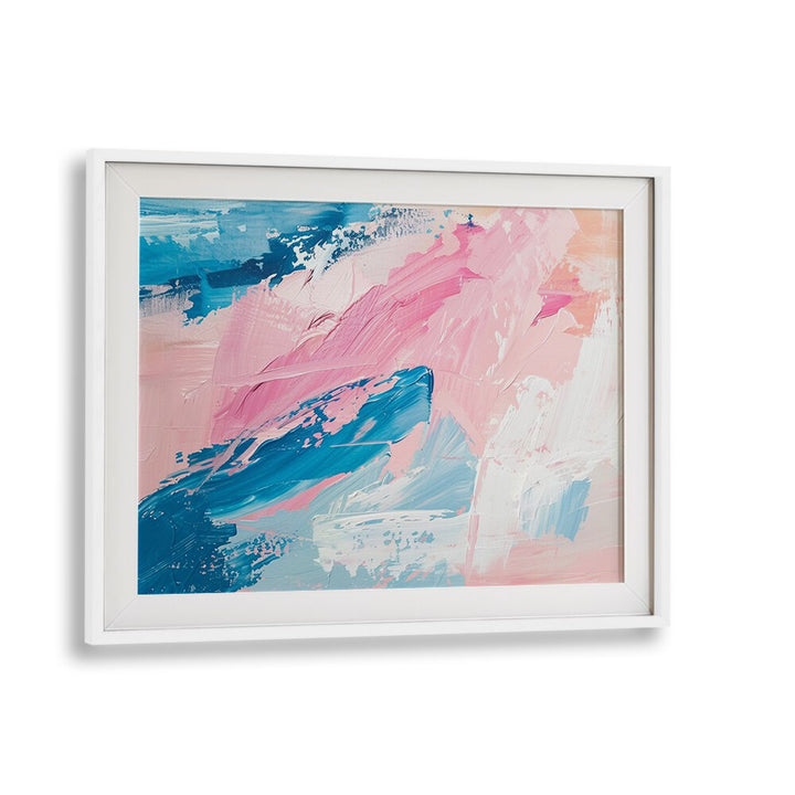 pink wavest electric wall art prints in White Frame With Mount