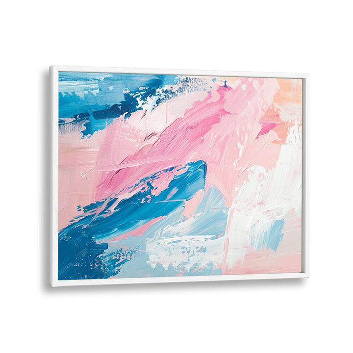 pink wavest electric wall art prints in White Plain Frame