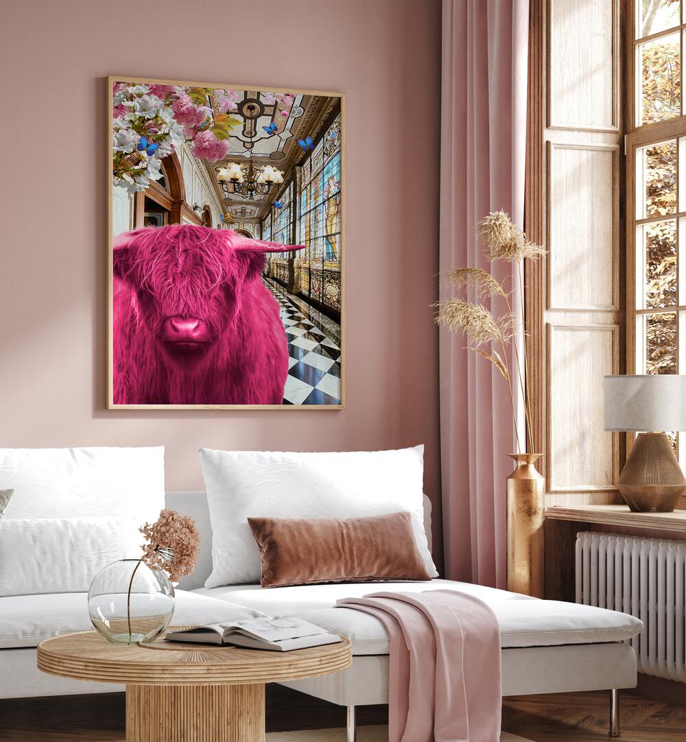 pinkie moo cow went to the palace by sue skellern wall art prints Artwork II placed on a wall