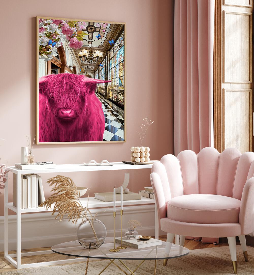 pinkie moo cow went to the palace by sue skellern wall art prints Artwork I placed on a wall