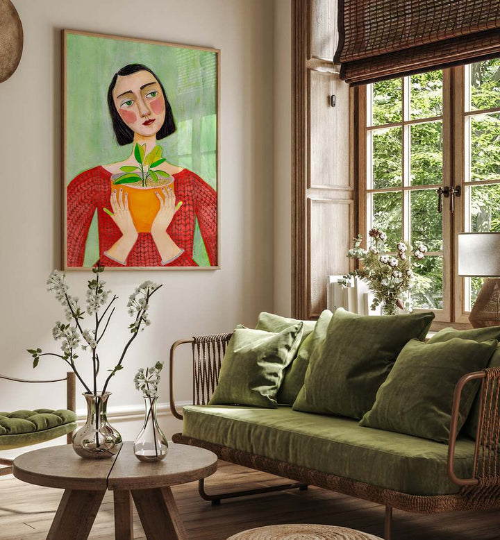 plant mum women illustration paintings Artwork V placed on a wall