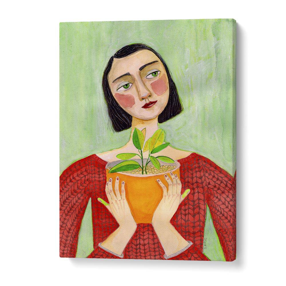 plant mum women illustration paintings in Gallery Wrap