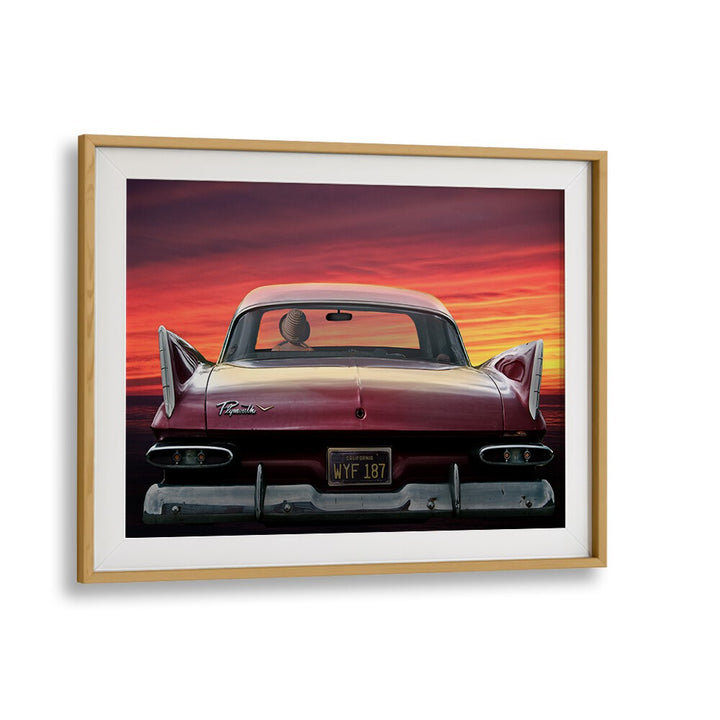 plymouth savoy car poster in Oak Wood Frame With Mount