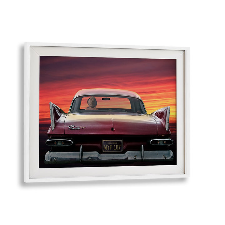 plymouth savoy car poster in White Frame With Mount