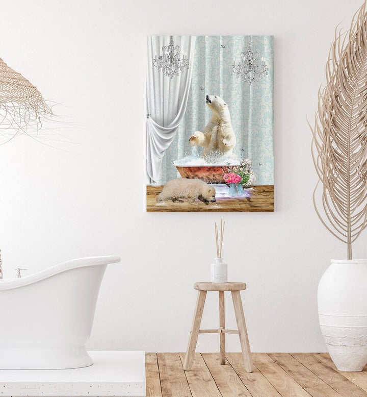 polar bears a bubbles by sue skellern wall art prints Artwork V placed on a wall