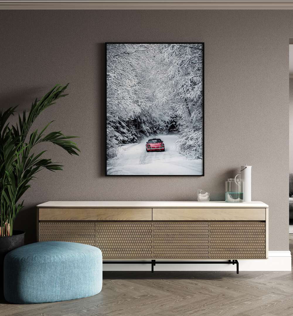 porsche in snow car poster Artwork I placed on a Wall 