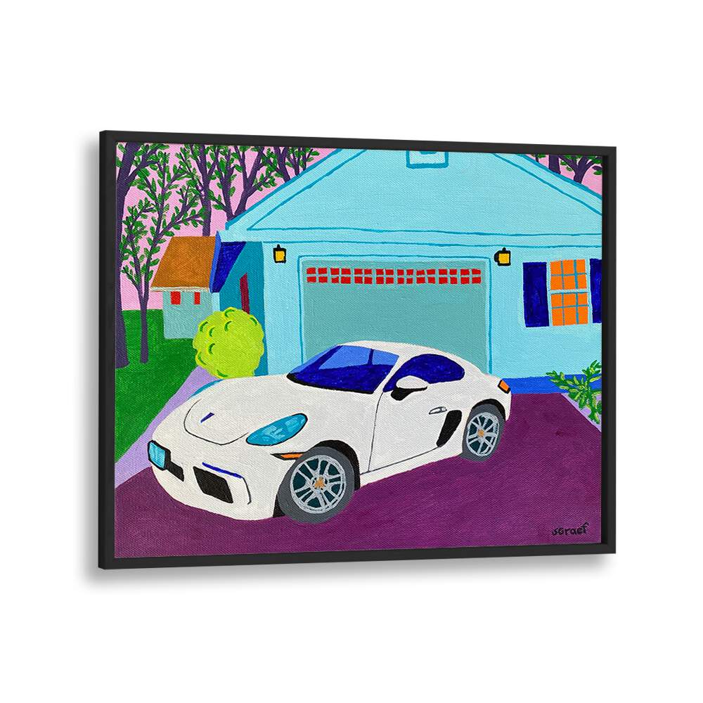 porsche landscape art prints in Black Plain Frame