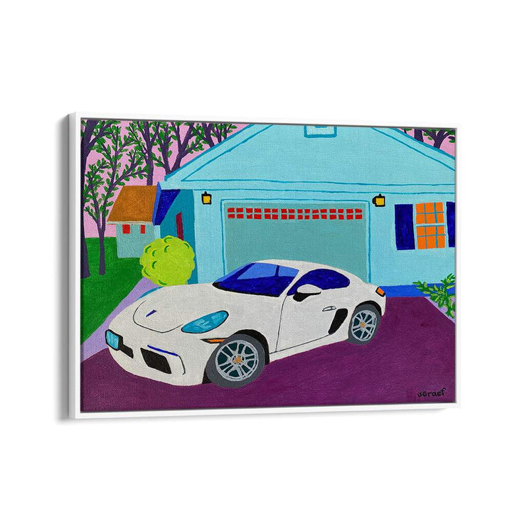porsche landscape art prints in White Floater Frame