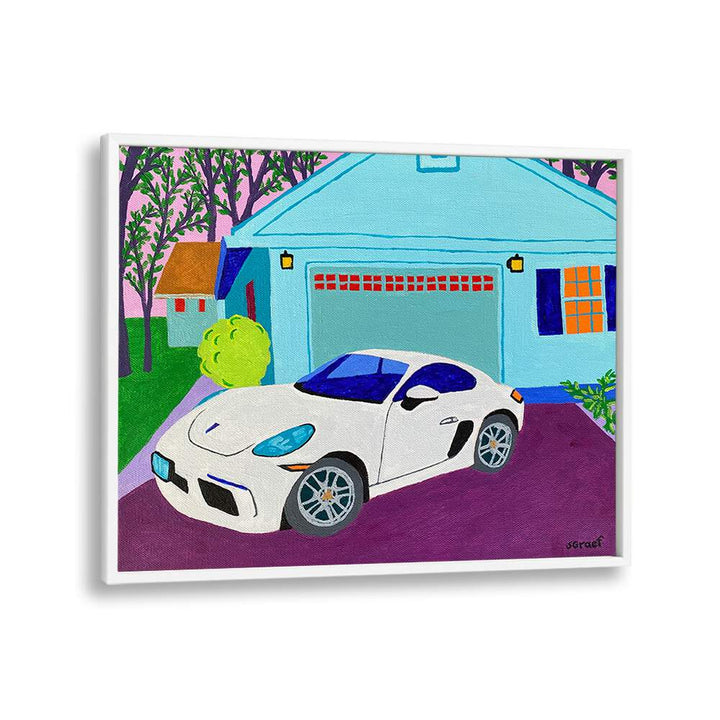 porsche landscape art prints in White Plain Frame