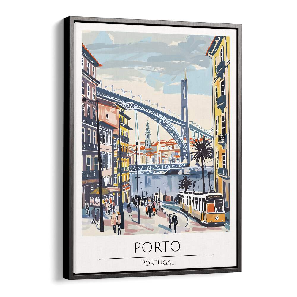 porto-portugal travel posters in Black Floater Frame