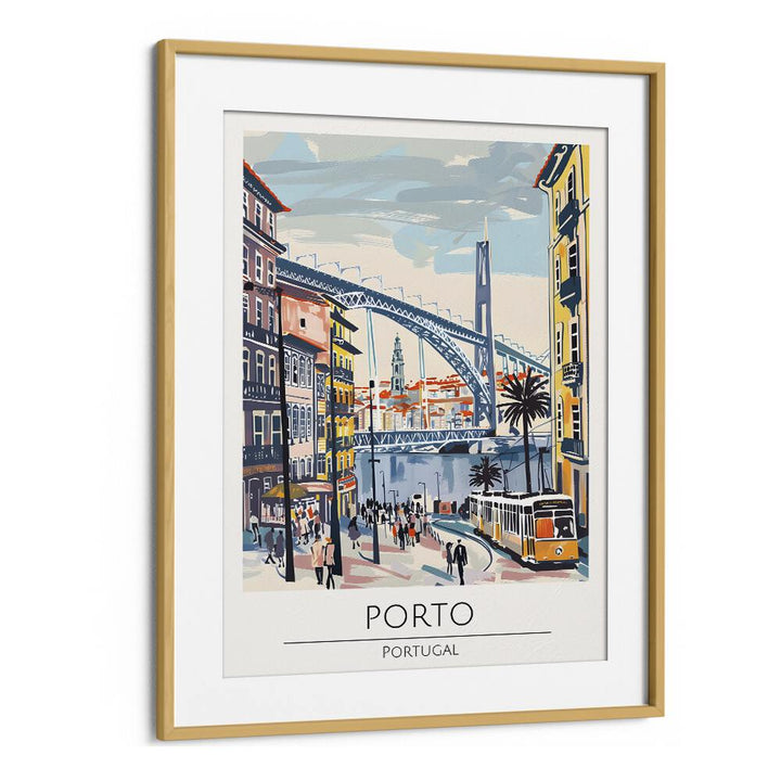 porto-portugal travel posters in Oak Wood Frame With Mount