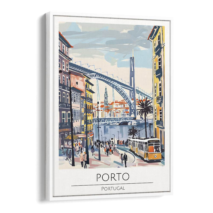 porto-portugal travel posters in White Floater Frame