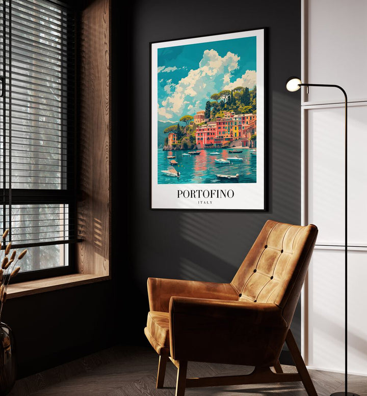 portofino-italy II travel posters Artwork III placed on a Wall 