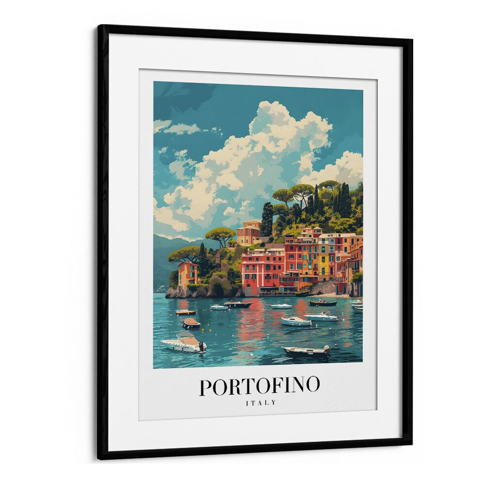 portofino-italy II travel posters in Black Frame With Mount