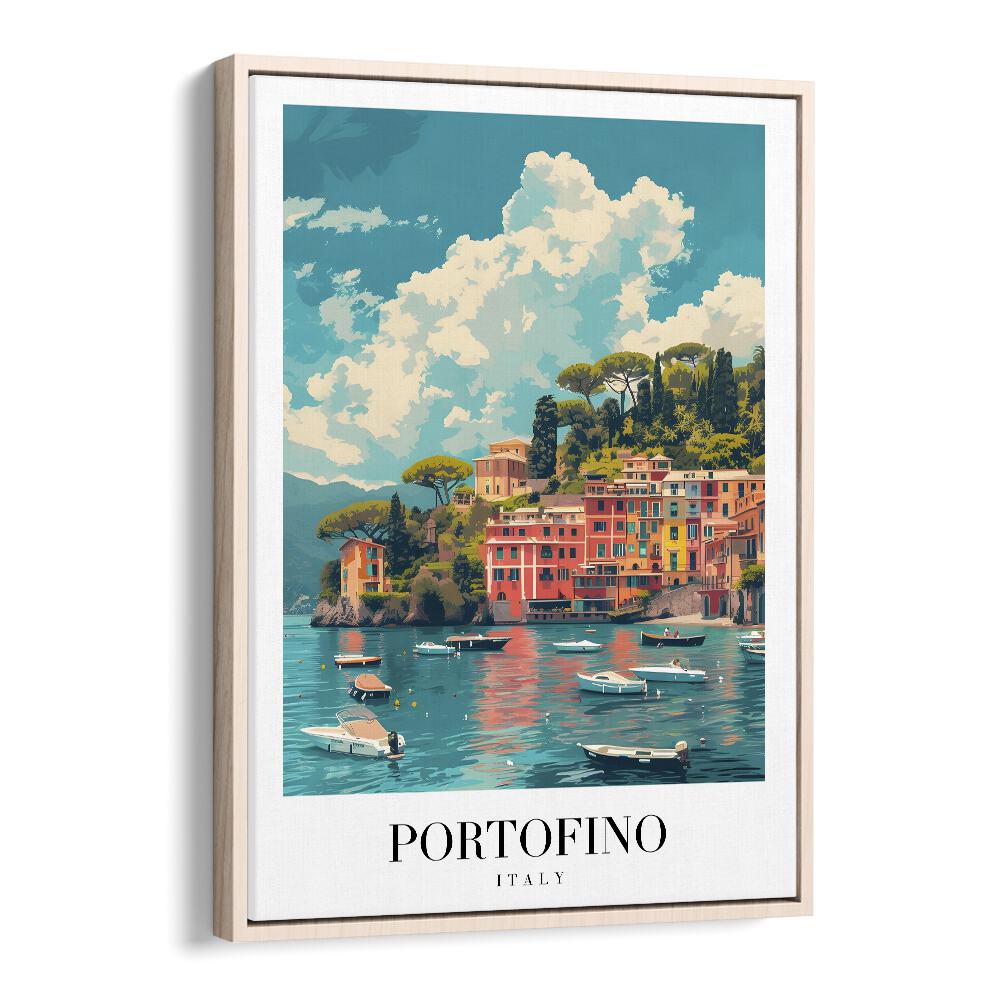 portofino-italy II travel posters in Oak Wood Floater Frame