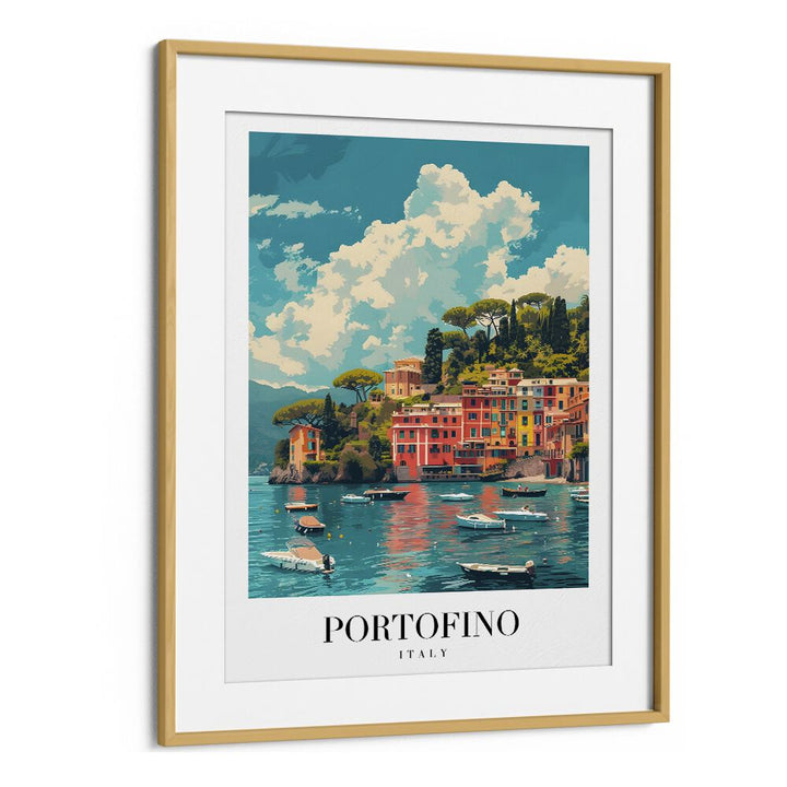 portofino-italy II travel posters in Oak Wood Frame With Mount