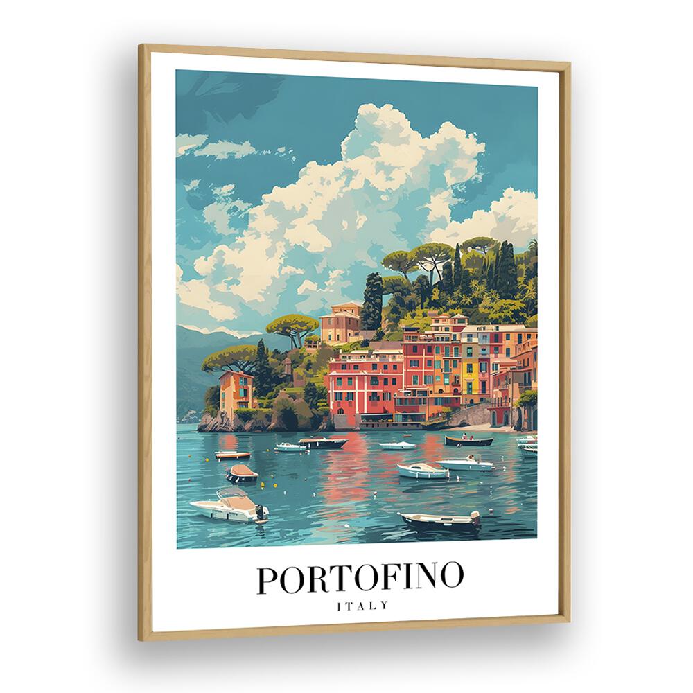 portofino-italy II travel posters in Oak Wood Plain Frame