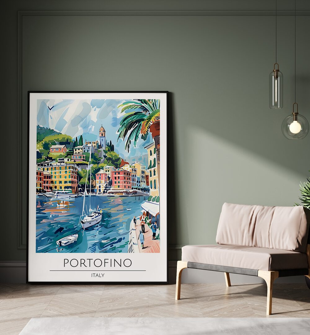 portofino-italy travel posters Artwork I placed on a Wall