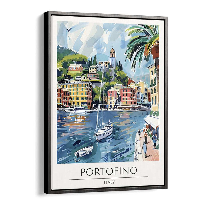 portofino-italy travel posters in Black Floater Frame