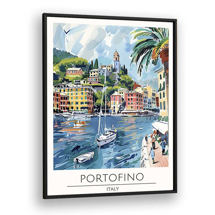 portofino-italy travel posters in Black Plain Frame