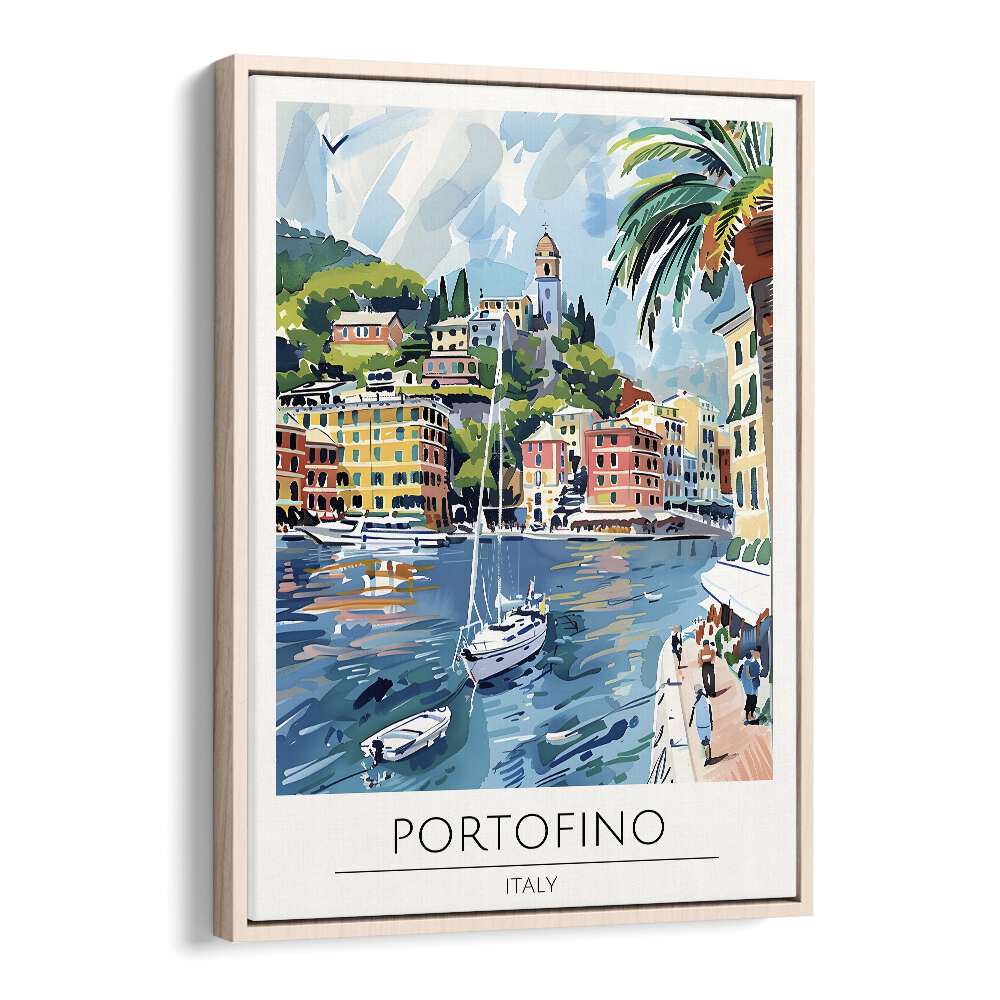 portofino-italy travel posters in Oak Wood Floater Frame