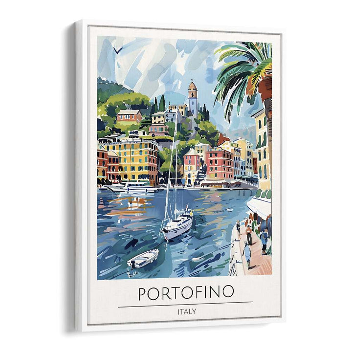 portofino-italy travel posters in White Floater Frame