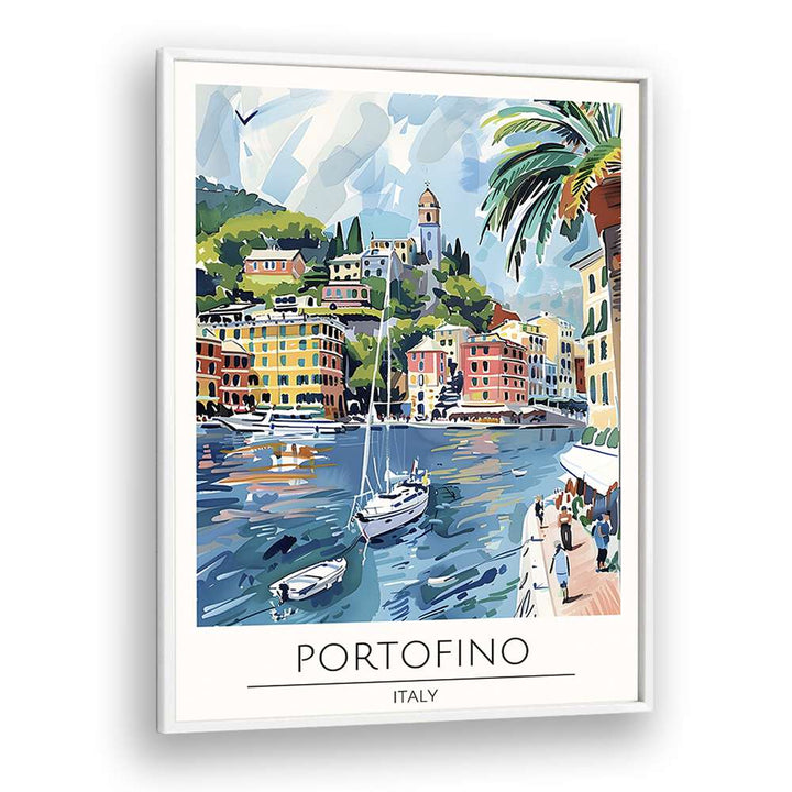 portofino-italy travel posters in White Plain Frame