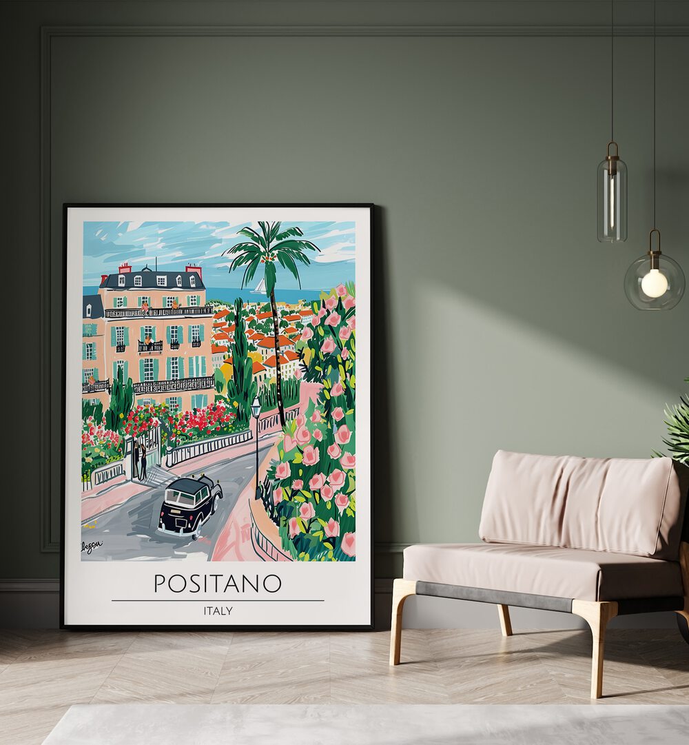 positano-italy travel posters Artwork I placed on a Wall