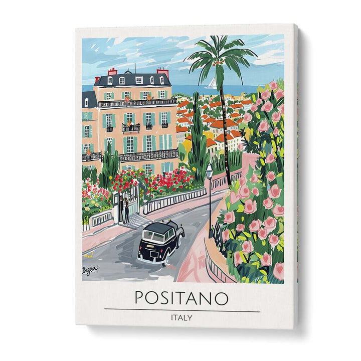 positano-italy travel posters in Gallery Wrap