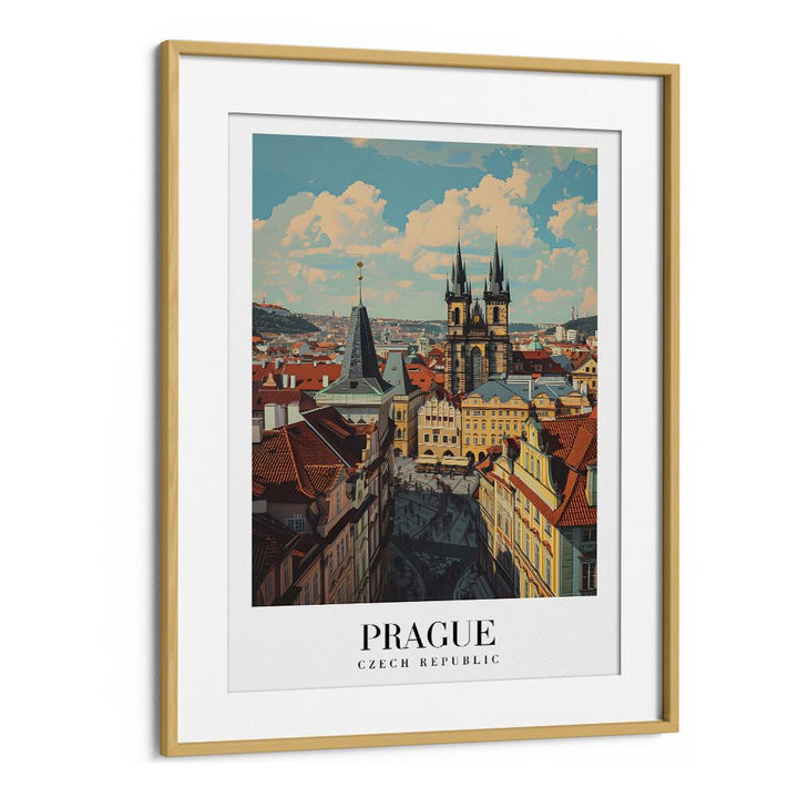 prague-czech republic II travel posters in Oak Wood Frame With Mount