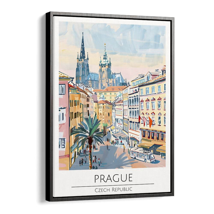 prague-czech republic travel posters in Black Floater Frame